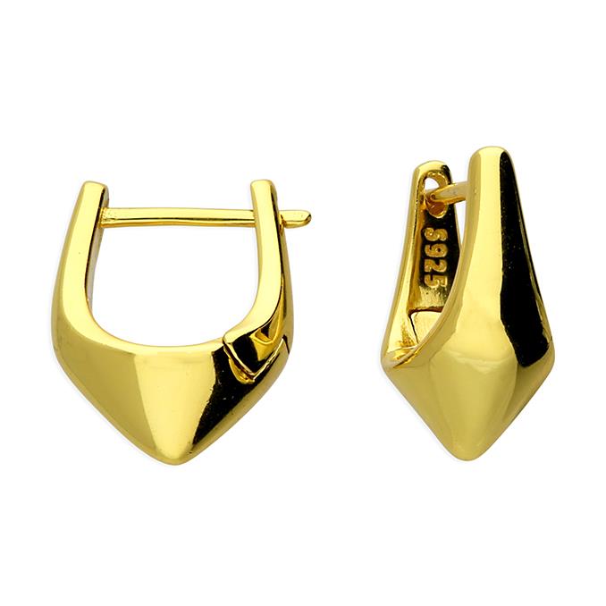 Gold Plated Sterling Silver Pointed Hinged Huggies