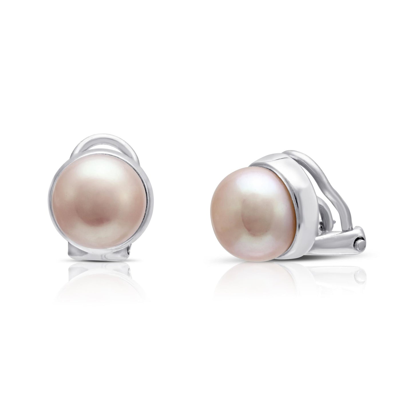 Sterling Silver Clip-On Pink Pearl Earrings