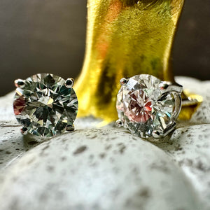 9ct White Gold Round Brilliant Cut Lab-Grown Diamond Stud Earrings