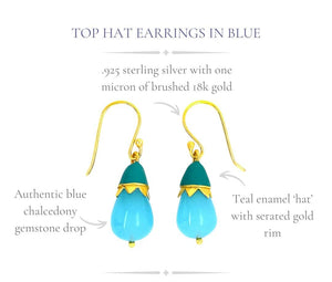 Top Hat Earrings in Blue