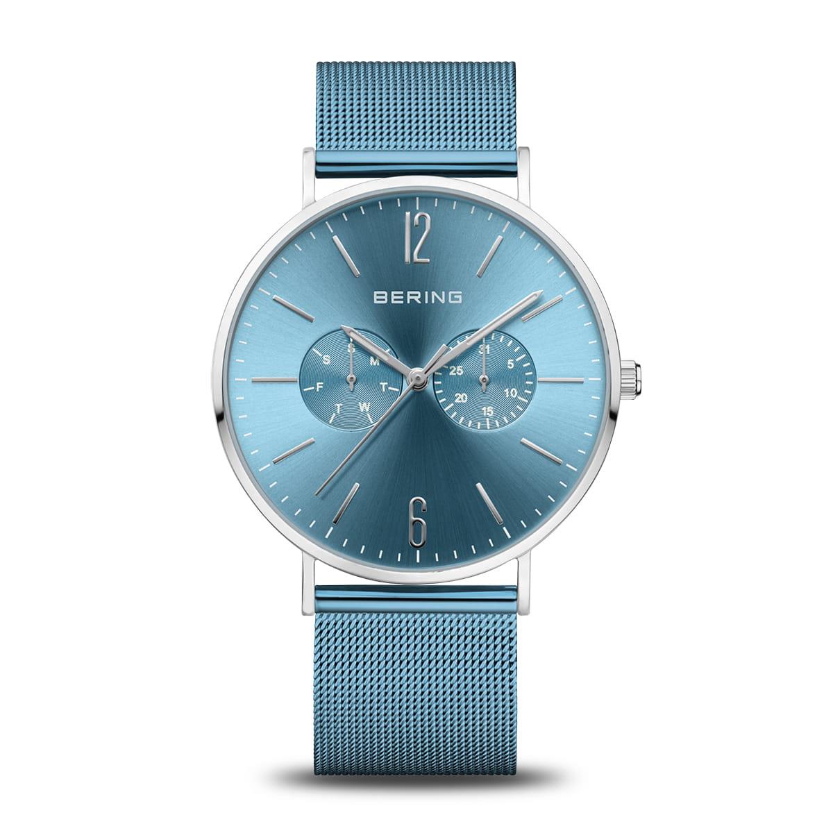 Bering Mens Classic Blue |Polished Silver Watch