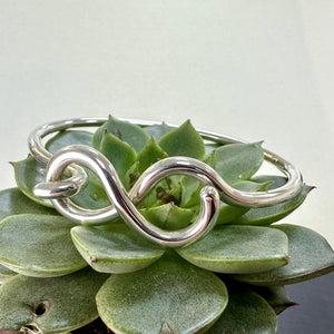 Handmade Sterling Silver Infinity Hook Bangle