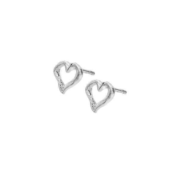 Sterling Silver Rustic Heart Studs