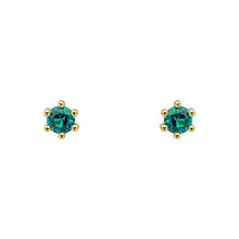 Load image into Gallery viewer, Gold Plated Green Crystal Studs
