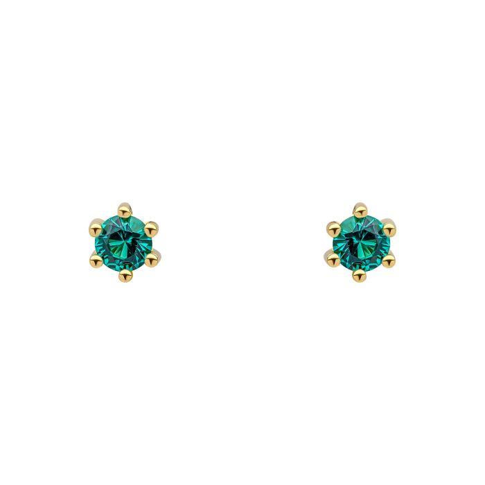 Gold Plated Green Crystal Studs