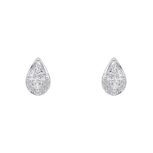 Sterling Silver Cubic Zirconia Droplet Shape Studs