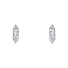 Load image into Gallery viewer, Sterling Silver Cubic Zirconia Elongated Hexagon Studs
