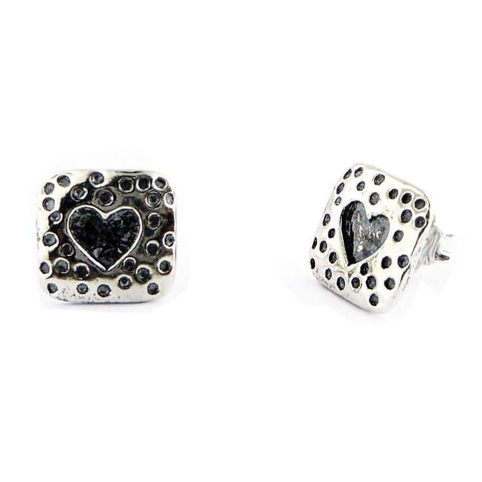 Sterling Silver Dotty Love Heart Studs