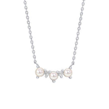 Load image into Gallery viewer, Sterling Silver Pearl and Cubic Zirconia Bar Necklace
