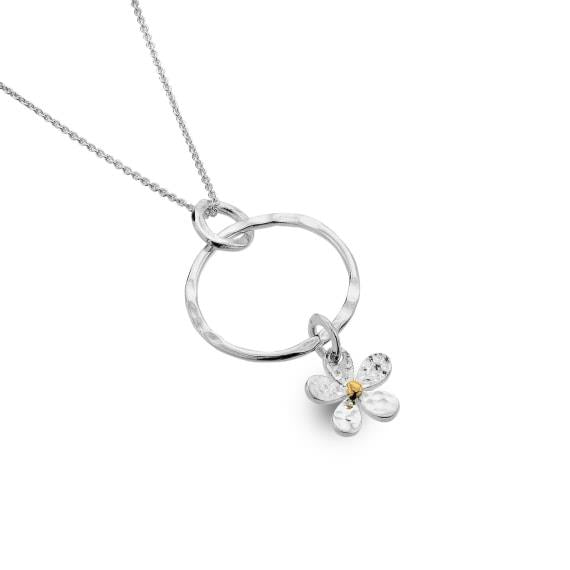 Sterling Silver Hoop and Daisy Pendant