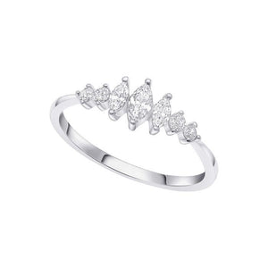 Sterling Silver Graduated Marquise Cubic Zirconia Ring