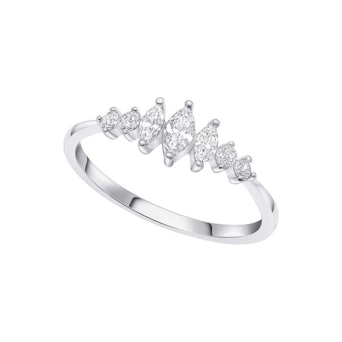 Sterling Silver Graduated Marquise Cubic Zirconia Ring