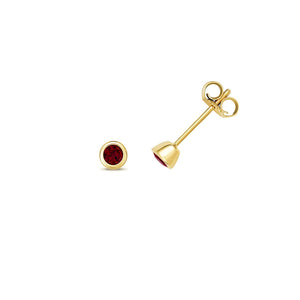 9ct Yellow Gold Garnet  Stud Earrings -   January Birthstone