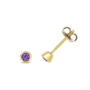 9ct Yellow Gold Amethyst Studs