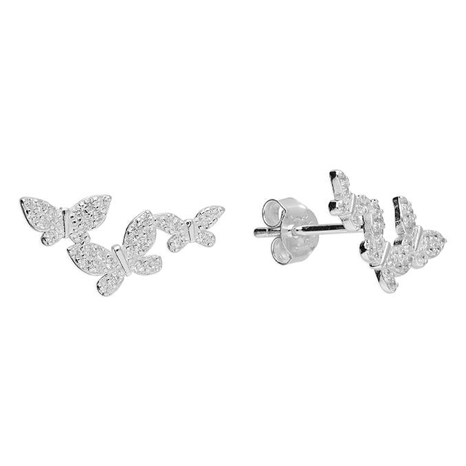 Sterling Silver Triple Butterfly Climber Studs