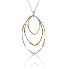 Load image into Gallery viewer, 3 Silver Marquise Bands Necklace with Gold Plating
