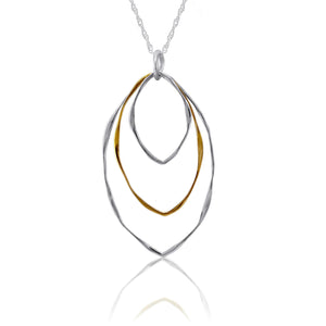 3 Silver Marquise Bands Necklace with Gold Plating