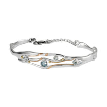 Load image into Gallery viewer, Silver Bangle with Blue Topaz and White Cubic Zirconia
