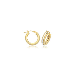 9ct Two Tone Gold 10mm Hoop Earrings