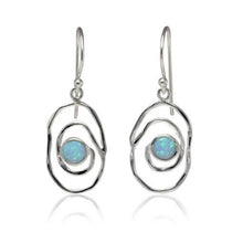 Load image into Gallery viewer, Opalite Silver Spiral Earrings

