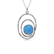 Load image into Gallery viewer, Large Opalite Silver Spiral Pendant
