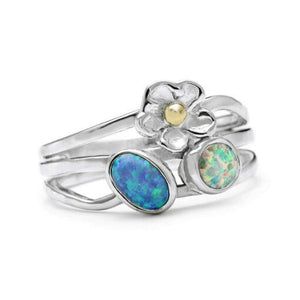 Silver Ring with Flower and Opalite