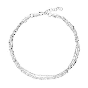 Sterling Silver Triple Chain Anklet