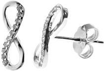 Sterling Silver Half CZ Set Silver Infinity studs