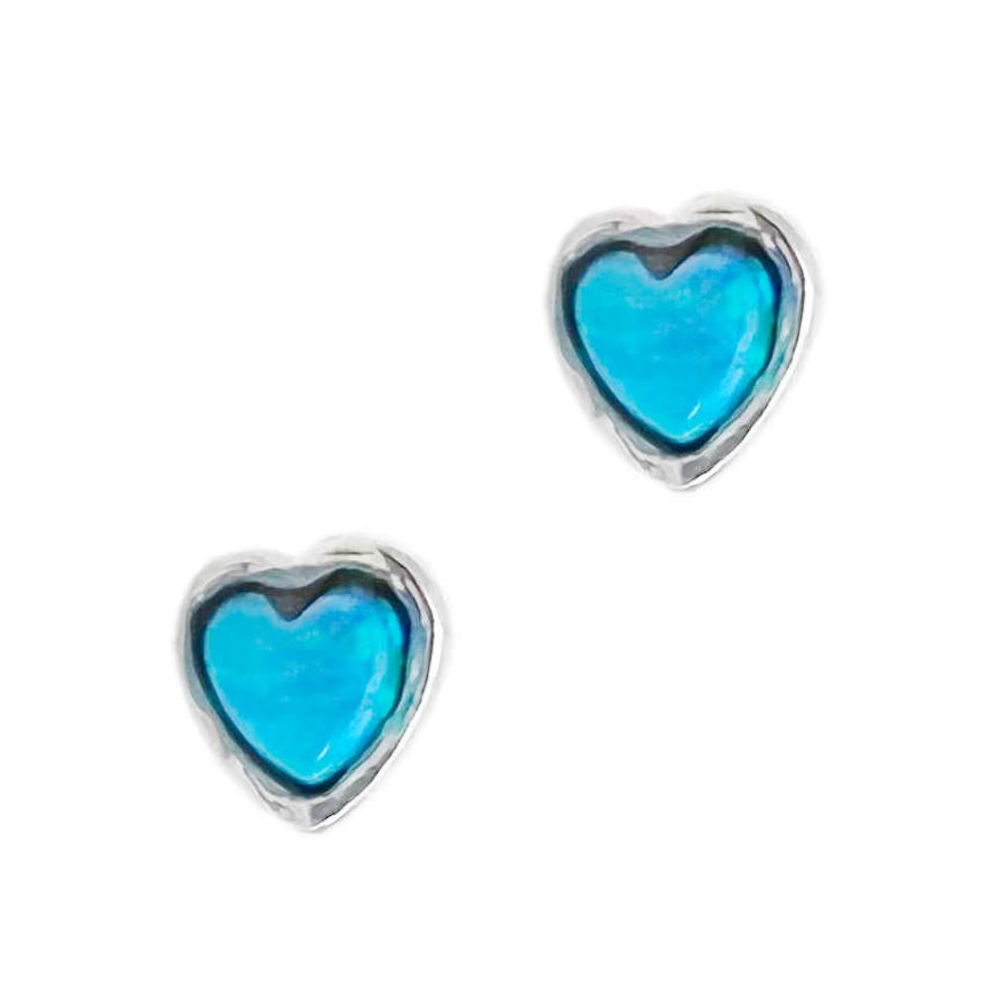 Sterling Silver Opalite Heart Studs