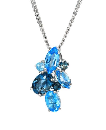 Sterling Silver Blue Bomb Cocktail Necklace