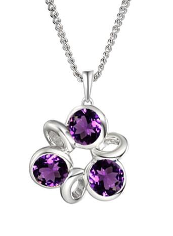 Sterling Silver Amethyest Flower Necklace