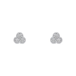 Sterling Silver Cubic Zironia Trilogy Stud Earrings