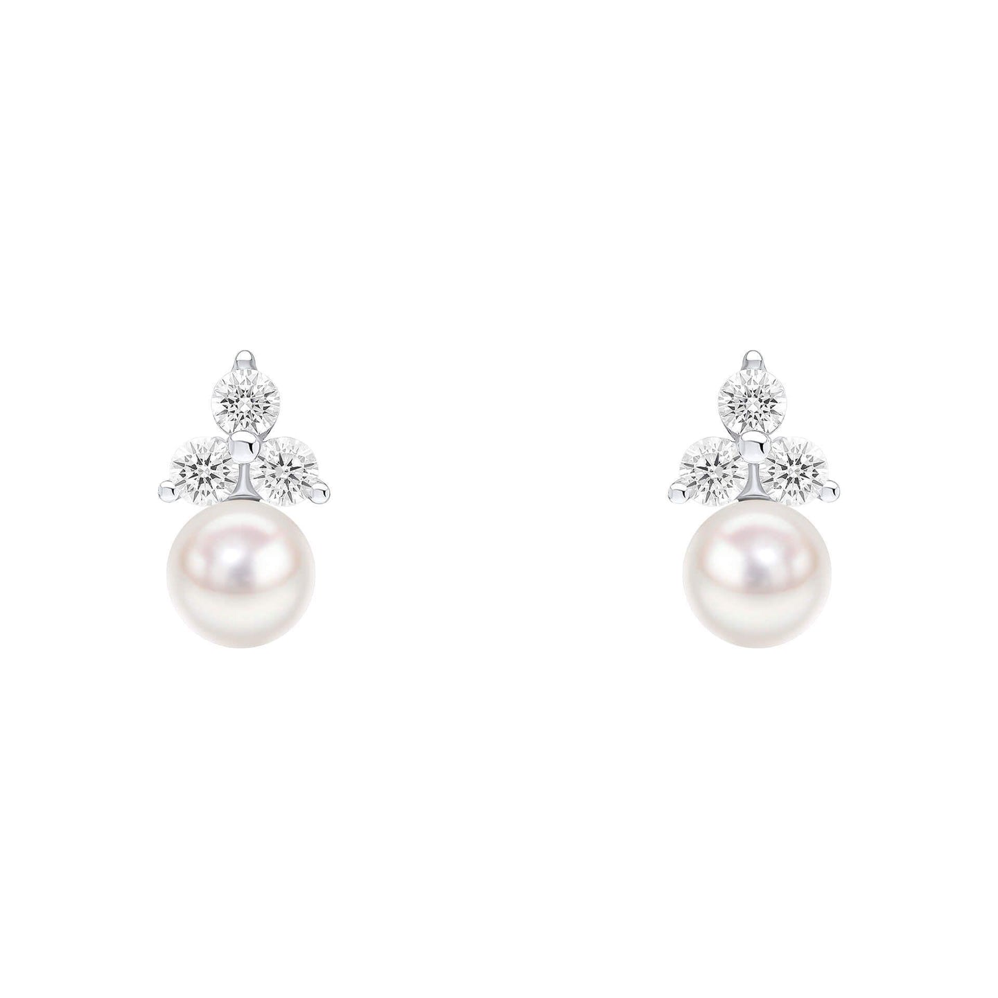 Shell Pearl Stud Earrings with Cubic Zirconia