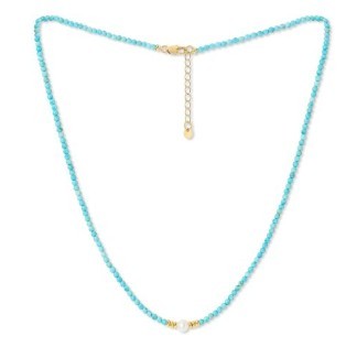 Dyed Turquoise Necklace With Single Pearl & Gold Filled Beads