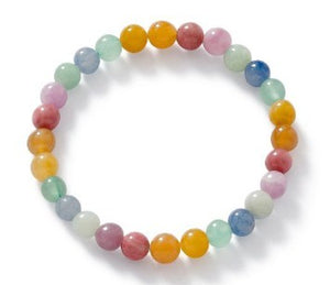 Mixed colour round agate elastic bracelet