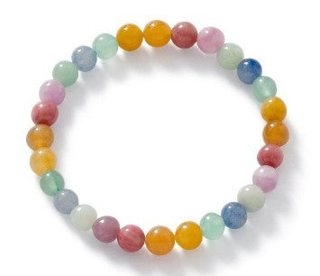 Mixed colour round agate elastic bracelet