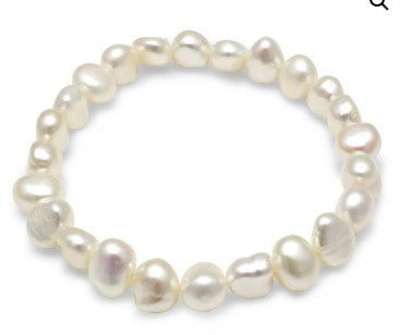 White Potato Pearl Elastic Bracelet