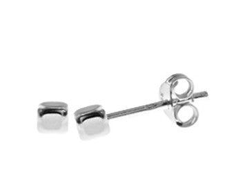 Sterling Silver Smile Soft Cube Stud Earrings