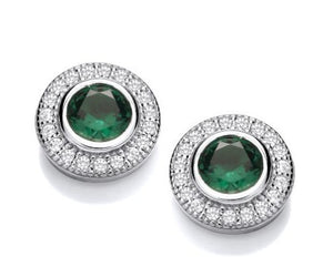 May Birthstone Emerald Cubic Zirconia Earrings
