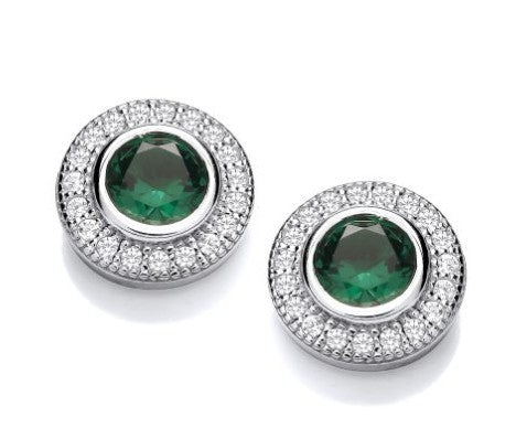 May Birthstone Emerald Cubic Zirconia Earrings