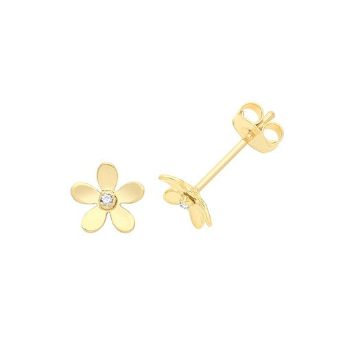 9 Carat Yellow Gold Flower Stud Earrings