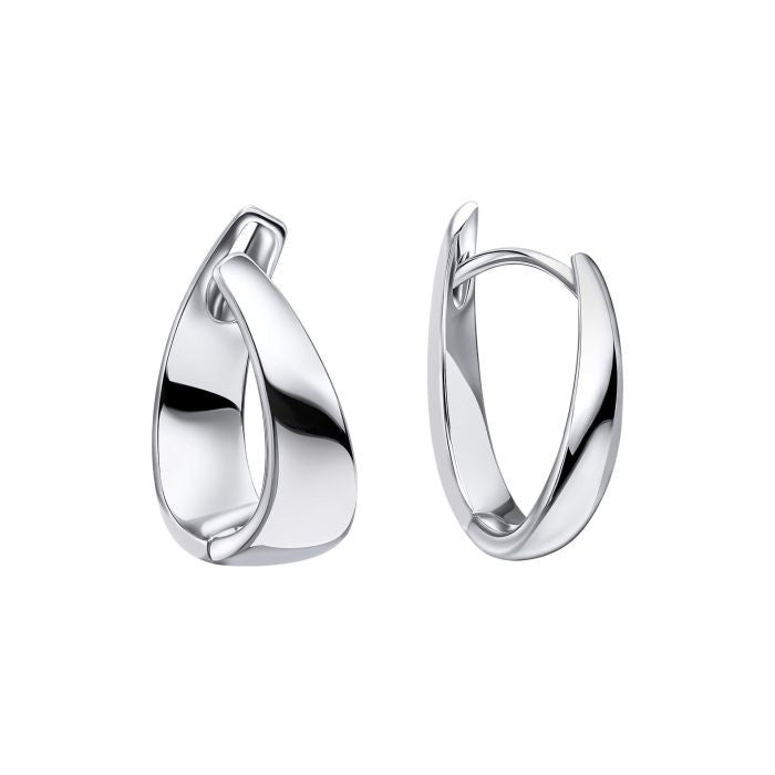 Sterling Silver Ribbon Twist Hoop Earrings