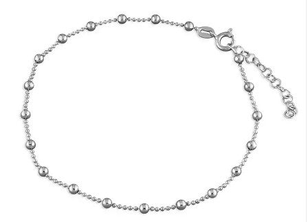 Sterling Silver Beaded Anklet