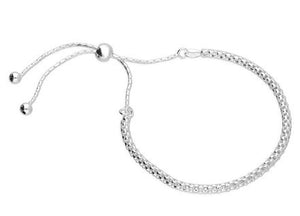 Sterling Silver Popcorn Style Bracelet With Slide Adjuster