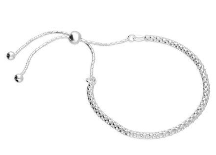 Sterling Silver Popcorn Style Bracelet With Slide Adjuster