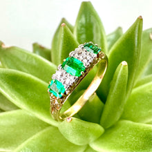 Load image into Gallery viewer, Pre-loved 18ct Yellow Gold Diamond and Emerald Dress Ring
