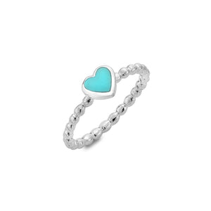 Silver Turquoise Heart Ring