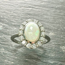 Load image into Gallery viewer, 9ct Opal &amp; Lab Grown Diamond Cluter Ring
