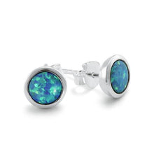 Load image into Gallery viewer, Round Blue Opalite Stud Earrings
