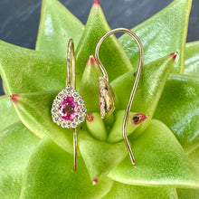 Load image into Gallery viewer, 9ct Yellow Gold Pink Sapphire and Diamond Drops
